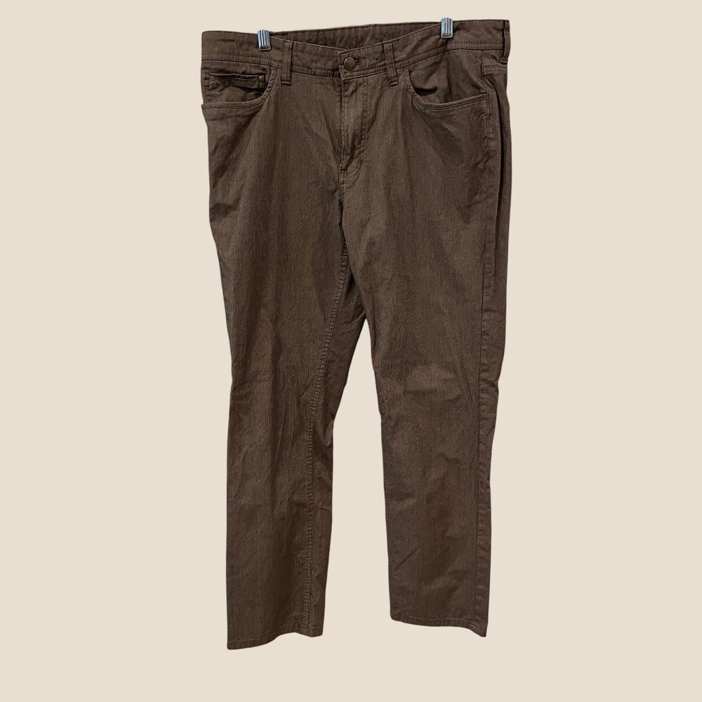 English Laundry Mens Brown Micro Stripe Straight Leg Pants 36x32 Stretch Cotton